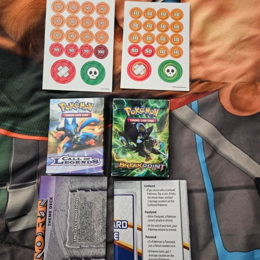 Pokemon TCG Official Themed Deck Boxes, Game Mats, and Counters Lot of 2 (read)